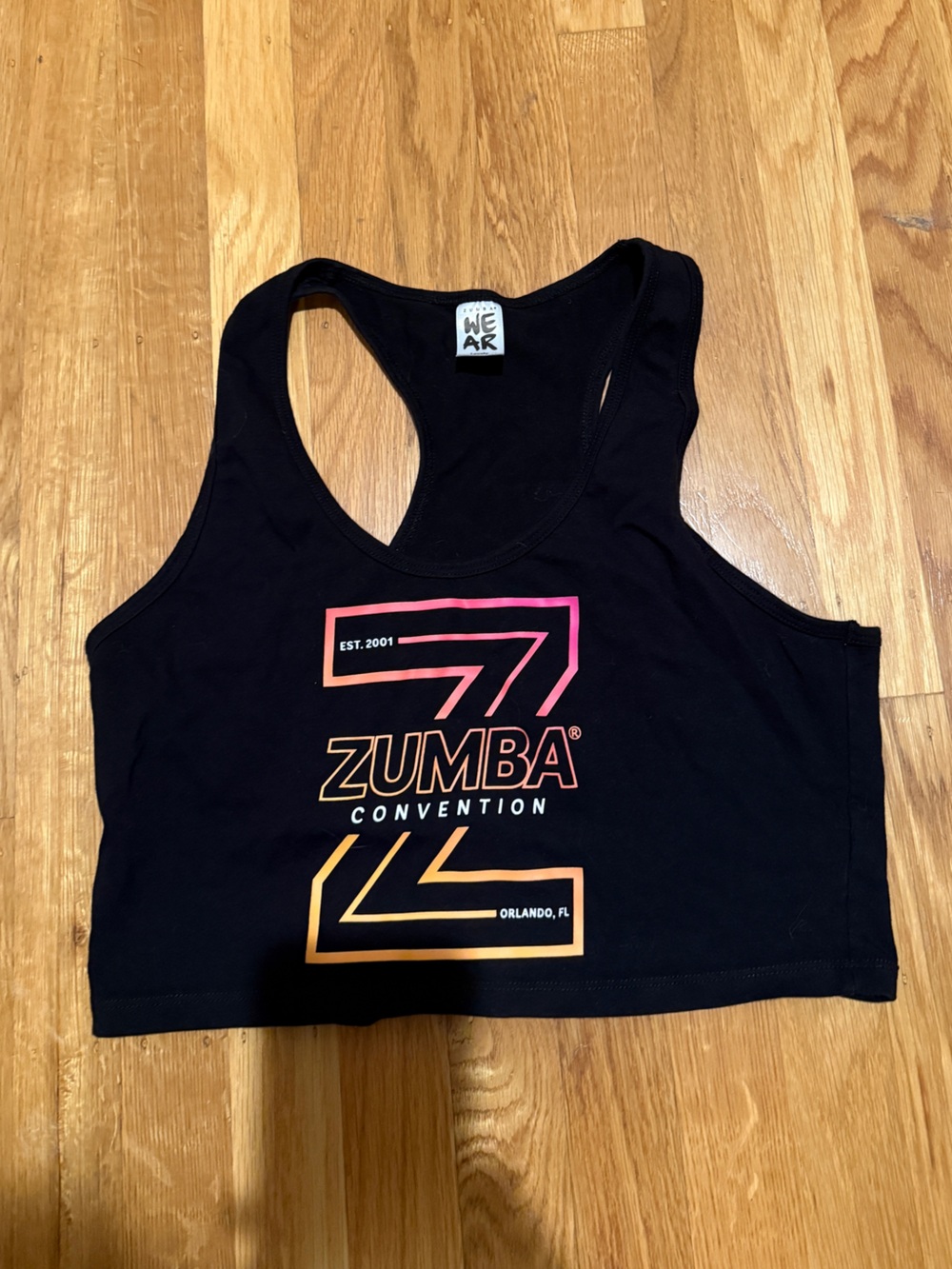 Rare ZINCON Zumba Fitness Black Racerback Tank with Gradient Logo